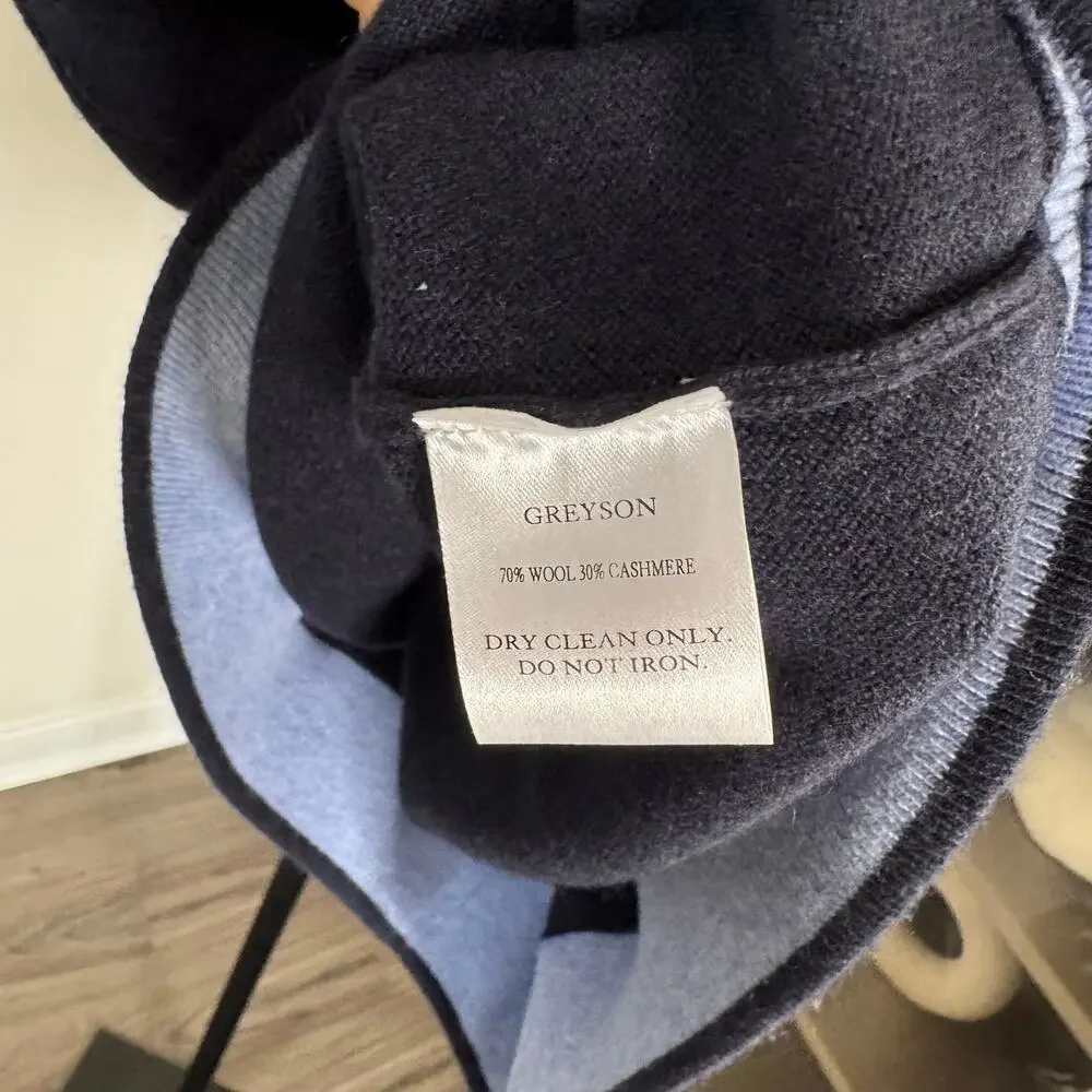 Greyson Koko Maltese Wool Cashmere Hoodie XL NEW Knit Navy Hooded Sweater LS